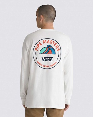 Vans 2023 Pipe Masters Lock Up Long Sleeve Men T Shirts White | WL1-2381