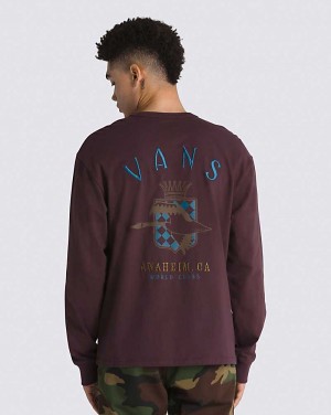 Vans Amusement 66 Crest Long Sleeve Men T Shirts Dark Red | AK1-5527