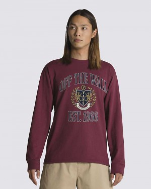 Vans Arches Long Sleeve Men T Shirts Burgundy | CU1-4110