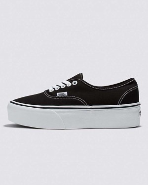 Vans Authentic Stackform Canvas Shoe Women Platform Shoes Black / White | JH1-7314