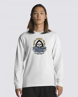 Vans Book Club Long Sleeve Men T Shirts White | BO1-4252