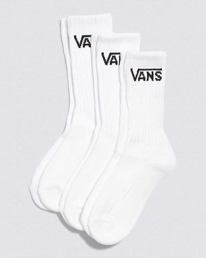 Vans Boys Classic Crew Youth 10-13.5 3 Pack Crew Kids' Socks White | VK1-6809