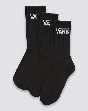 Vans Boys Classic Crew Youth 10-13.5 3 Pack Crew Kids' Socks Black | WP1-7996