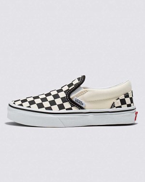 Vans Classic Checkerboard Slip-On Shoe Kids' Slip On Shoes Black / White | ZI1-9589