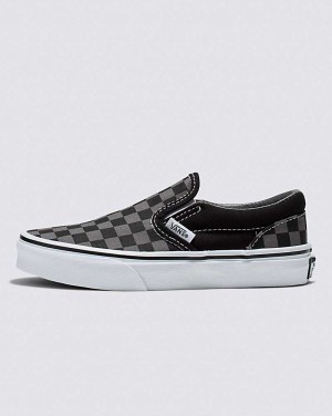 Vans Classic Checkerboard Slip-On Shoe Kids' Slip On Shoes Black / Grey | PJ1-7990