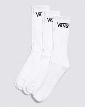 Vans Classic Crew 6.5-9 3 Pack Crew Men Socks White | SD1-8095