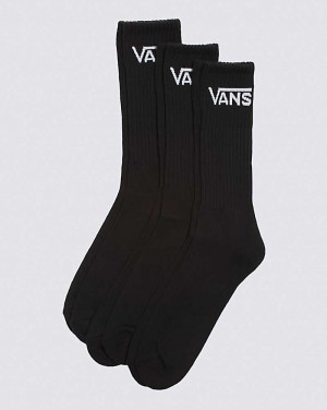 Vans Classic Crew 9.5-13 3 Pack Crew Men Socks Black | FM1-9716