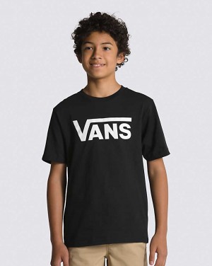 Vans Classic Kids' T Shirts Black / White | SF1-3895