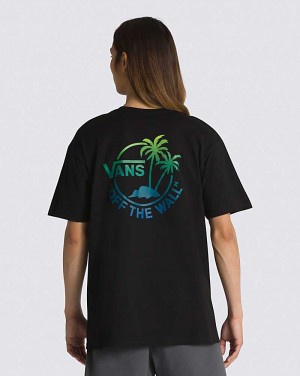 Vans Classic Mini Dual Palm Men T Shirts Black / Lime Green / Blue | PI1-4521