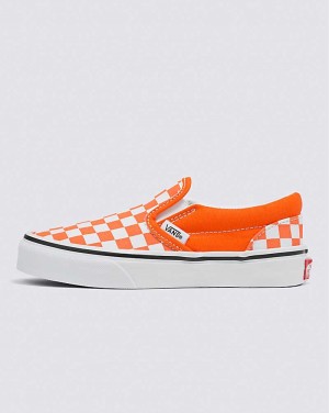 Vans Classic Slip-On Checkerboard Shoe Kids' Slip On Shoes Red Orange | IV1-0089