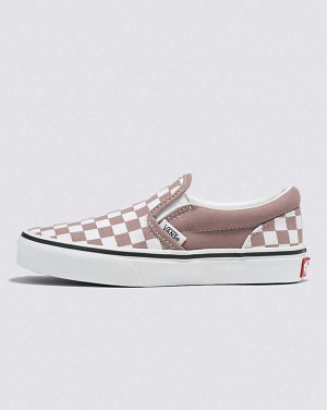 Vans Classic Slip-On Checkerboard Shoe Kids' Slip On Shoes Light Coral | TO1-2970