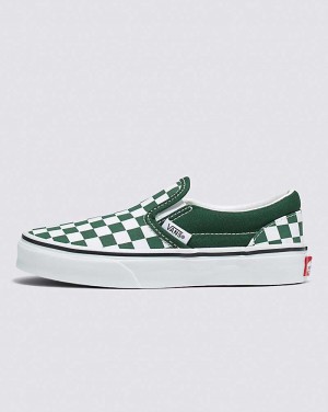 Vans Classic Slip-On Checkerboard Shoe Kids' Slip On Shoes Green | FY1-7122