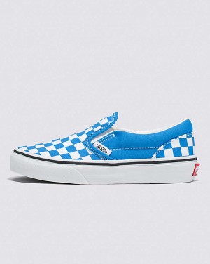 Vans Classic Slip-On Checkerboard Shoe Kids' Slip On Shoes Blue | YY1-1297