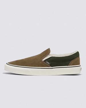 Vans Classic Slip-On Sherpa Shoe Women Slip On Shoes Olive | MP1-1611