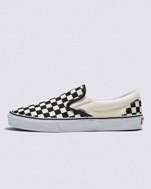 Vans Classic Slip-On Wide Checkerboard Shoe Women Slip On Shoes Black / White | XI1-3388