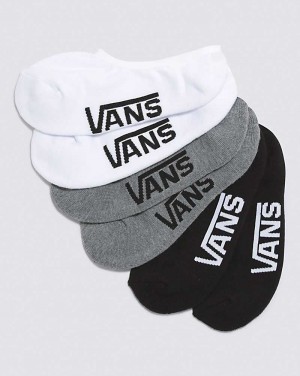 Vans Classic Super 6.5-9 3 Pack Assorted No Show Men Socks Black / White / Grey | PO1-4052