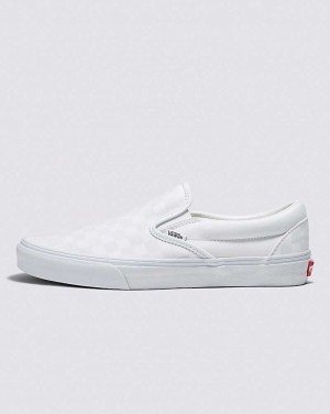 Vans Customs Checkerboard Slip-On Wide Men Slip On Shoes White | QP1-7101