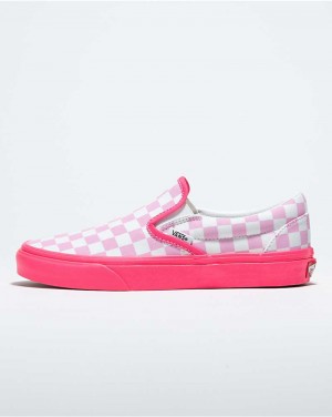 Vans Customs Checkerboard Slip-On Wide Women Slip On Shoes Pink | IS1-0880