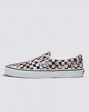 Vans Customs Cherry Blossom Checkerboard Slip-On Women Slip On Shoes White / Black / Pink | BI1-5956