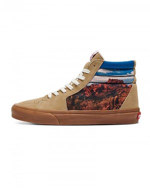 Vans Customs Library Desert SK8-Hi Shoe Men High Top Sneakers Brown / Multicolor | YA1-8893