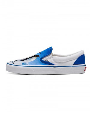 Vans Customs Library Penguin Slip-On Shoe Men Slip On Shoes White / Blue | ML1-9900