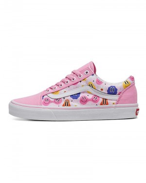 Vans Customs Library Smiley Old Skool Shoe Women Sneakers Pink / Multicolor | NJ1-3059