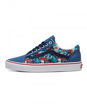 Vans Customs Library Strawberry Field Old Skool Shoe Women Sneakers Blue / Multicolor | BU1-1982