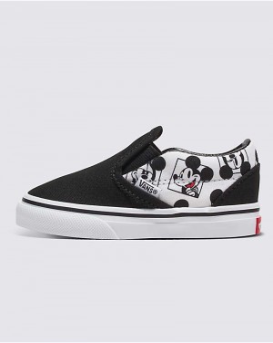 Vans Customs Mickey Toddler Slip-On Shoe Kids' Slip On Shoes Black / White | MC1-9751