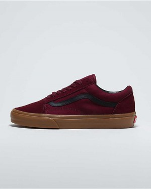 Vans Customs Port Royal Suede Gum Sole Old Skool Women Sneakers Dark Red / Black | OJ1-2856