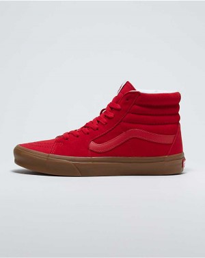 Vans Customs Racing Red Gum Sole SK8-Hi Women High Top Sneakers Red / Brown | VN1-5465