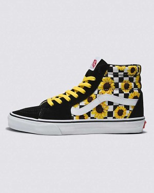 Vans Customs Sunflowers SK8-Hi Men High Top Sneakers Black / Yellow | KT1-5007