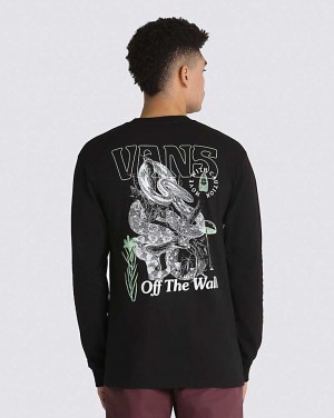 Vans Distorted Snake Long Sleeve Men T Shirts Black | RB1-4182