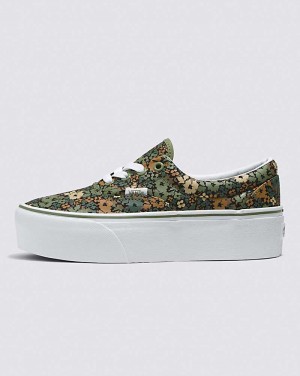 Vans Era Stackform Shoe Women Platform Shoes Camo / Green | EN1-6057