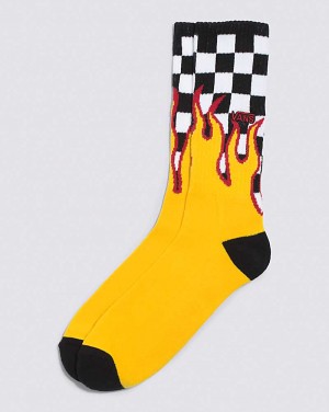 Vans Flame Check Crew Men Socks Black / White | FW1-4207