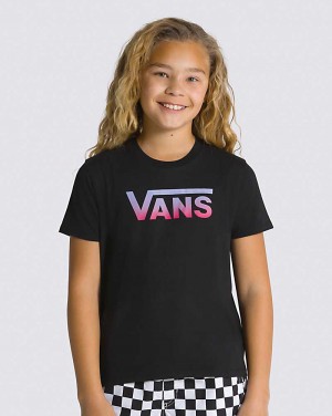 Vans Flying V Crew Kids' T Shirts Black / Purple | GV1-6405