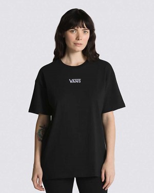 Vans Flying V Oversized Women T Shirts Black | MJ1-9139