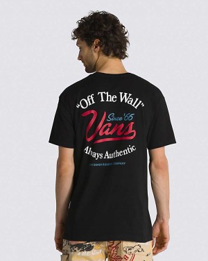 Vans Gas Station Logo Men T Shirts Black | TS1-7132