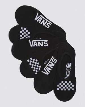 Vans Girls Classic Canoodle 1-6 3 Pack No Show Women Socks Black / White | CE1-2439