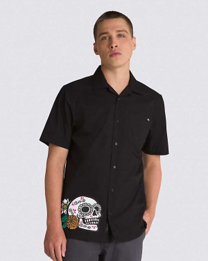 Vans Guided Dia de Los Muertos Men Shirts Black | VI1-0146