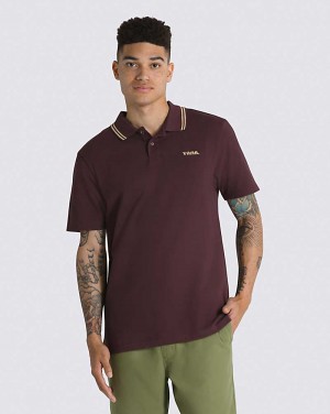 Vans Halecrest Polo Men Shirts Dark Red | FH1-7901