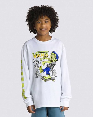 Vans Haunted House Of Glow Long Sleeve Kids' T Shirts White | FI1-5647