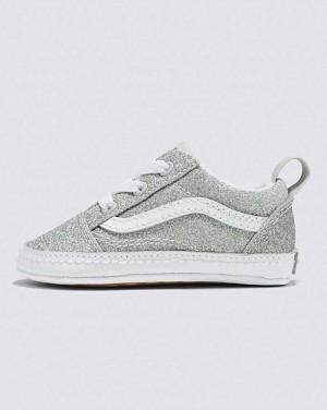 Vans Infant Old Skool Crib Glitter Shoe Kids' Sneakers Silver / White | LD1-6080