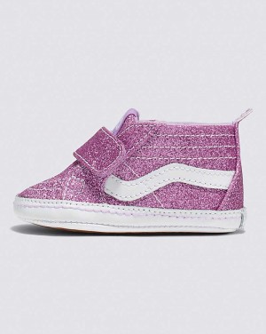 Vans Infant Sk8-Hi Crib Glitter Shoe Kids' High Top Sneakers Purple | CY1-5847