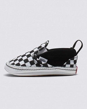 Vans Infant Slip-On V Crib Checker Shoe Kids' Slip On Shoes Black / White | EN1-8900