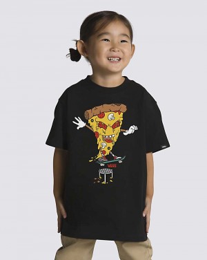 Vans Little Kids Pizza Thrasher Kids' T Shirts Black | NH1-8330