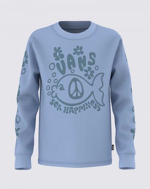 Vans Little Kids Sea Happy Long Sleeve Kids' T Shirts Blue | TV1-7366