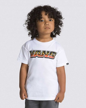 Vans Little Kids Up In Flames Kids' T Shirts White | VY1-7531