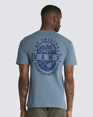 Vans Mountain High Club Men T Shirts Blue | MD1-7894