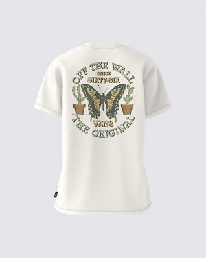 Vans Natural Fly Boyfriend Women T Shirts White | EP1-4330