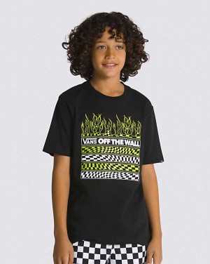 Vans Neon Flames Kids' T Shirts Black | WQ1-1894